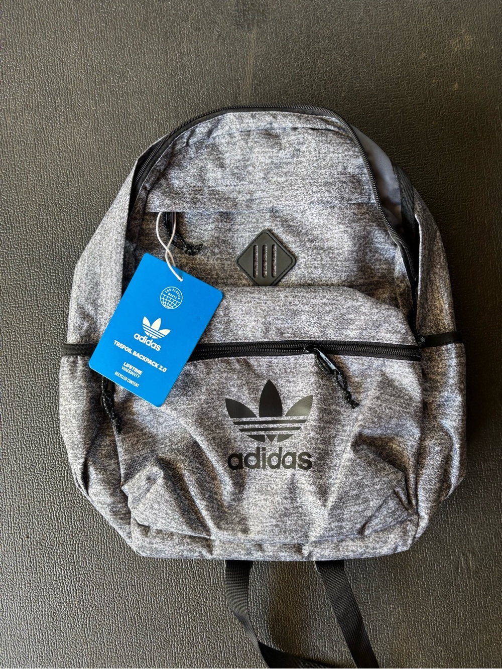 adidas Heather Gray Trefoil Backpack NWT